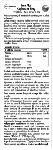 iron plus CaliVita etykietka