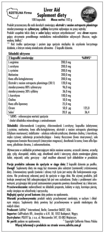 Liver Aid Calivita etykieta