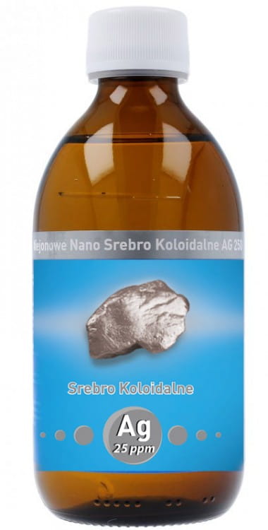 Niejonowe Nano Srebro koloidalne Ag 25 ppm Vitacolloids z płaską cząstką
