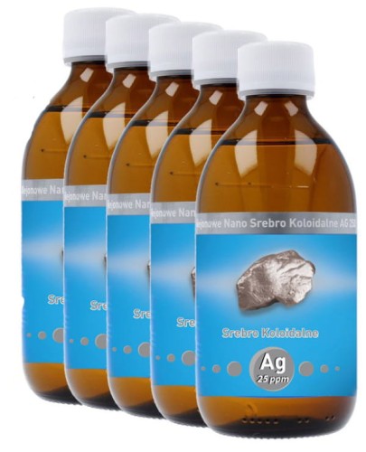 5 x Niejonowe Nano Srebro koloidalne Ag 25 ppm Vitacolloids