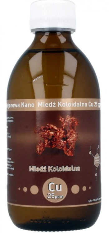 Niejonowa Nano Miedź koloidalne Cu 25 ppm Vitacolloids 300 ml