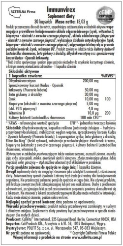 Calivita Immunvirex etykieta produktu