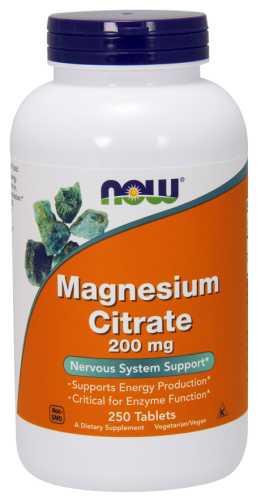 Cytrynian magnezu 200mg - 250 tabletek Nowfood