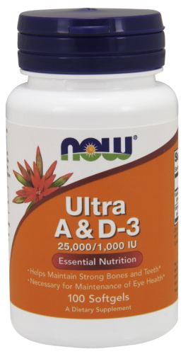 Witamina A i D3 25 000/1000 IU - 100kaps Nowfoods