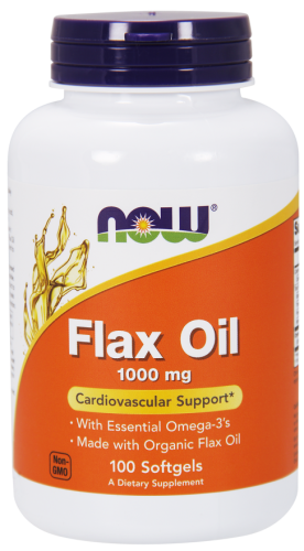 Olej lniany 1000 mg - 100 kapsułek Now foods