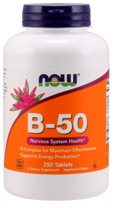 Witaminy B-50 - 250 tabletek NOW